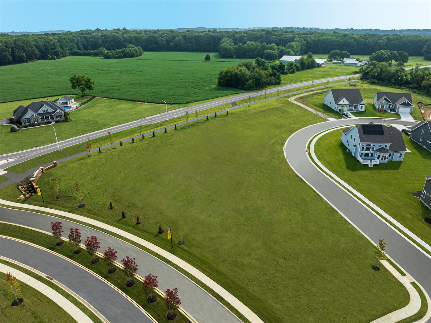 Homes along the curving streets of Cattail Creek