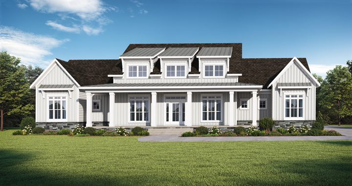 SW3555L (B Elevation) plan exterior rendering
