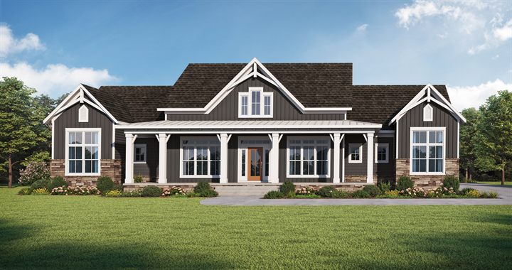 SW3555L (A Elevation) plan exterior rendering