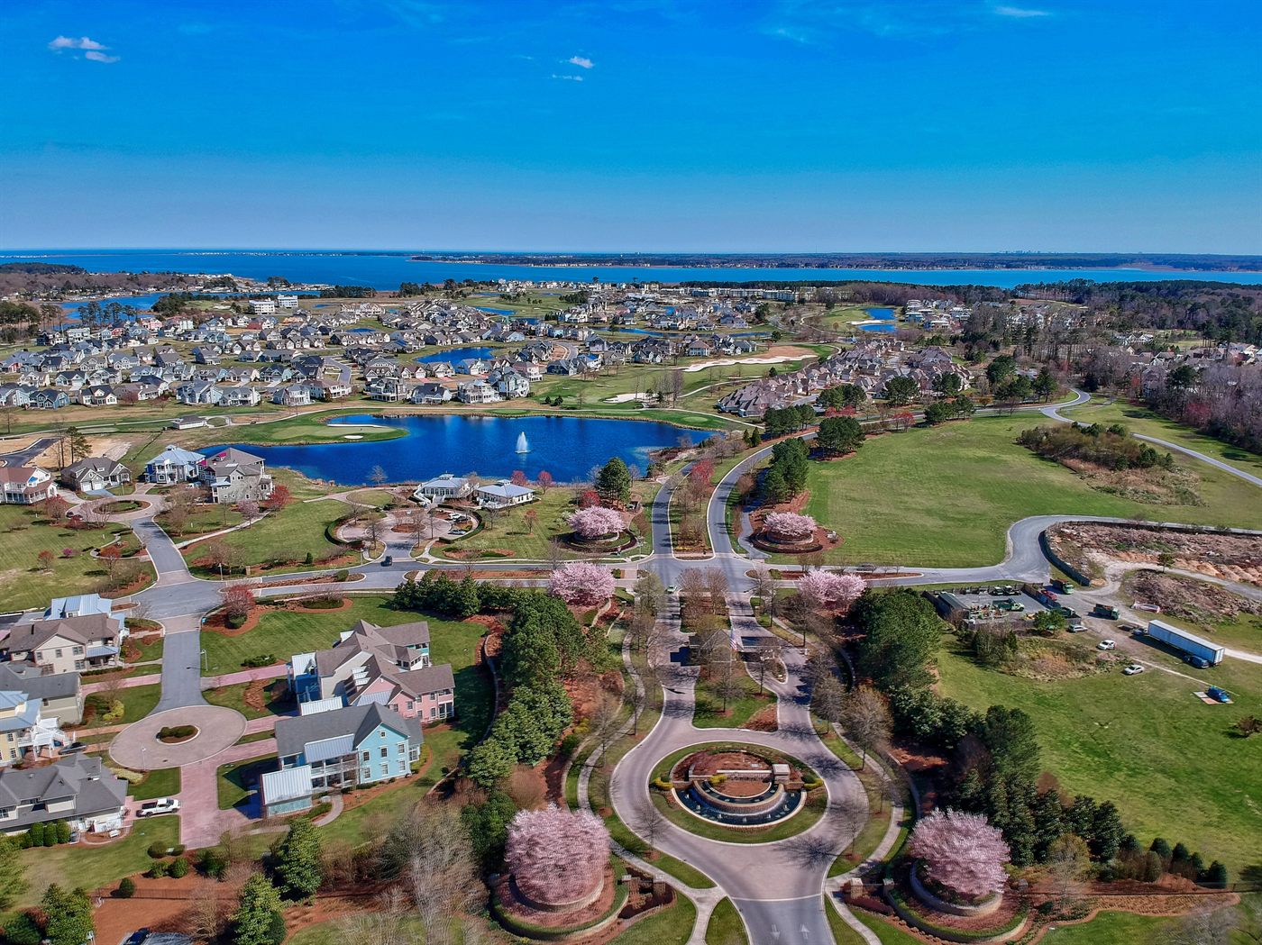 Aerial view of The Peninsula on the Indian River Bay