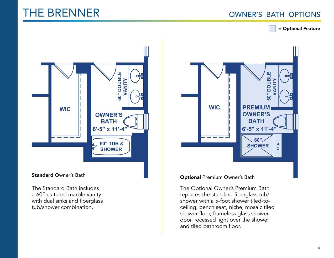 The Brenner floor plan and options, brochure page 6