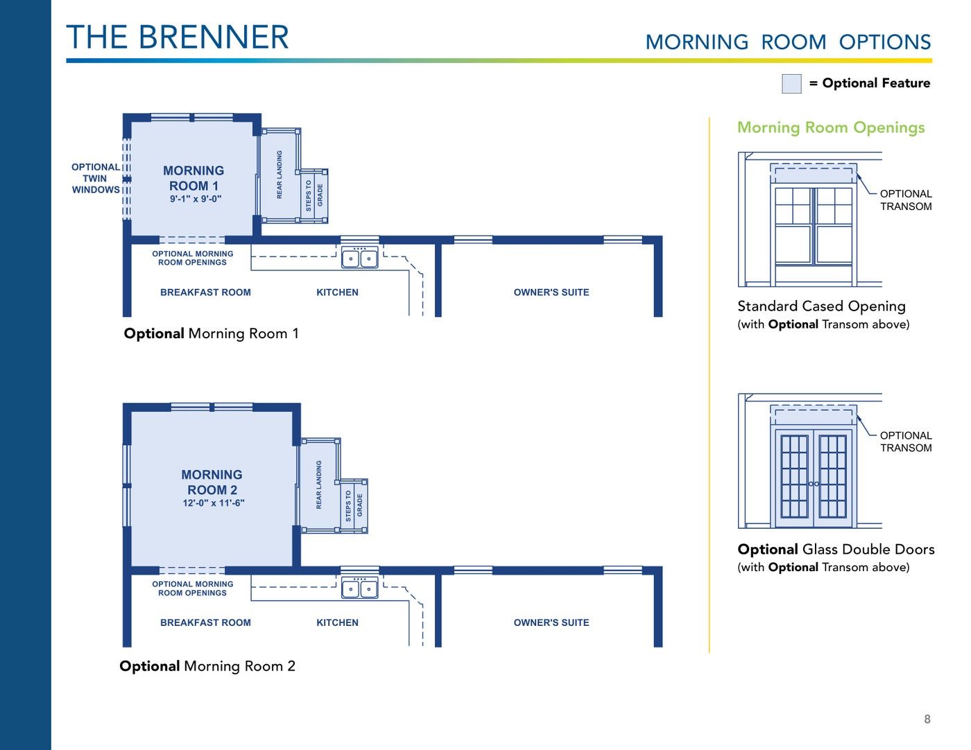 The Brenner floor plan and options, brochure page 8