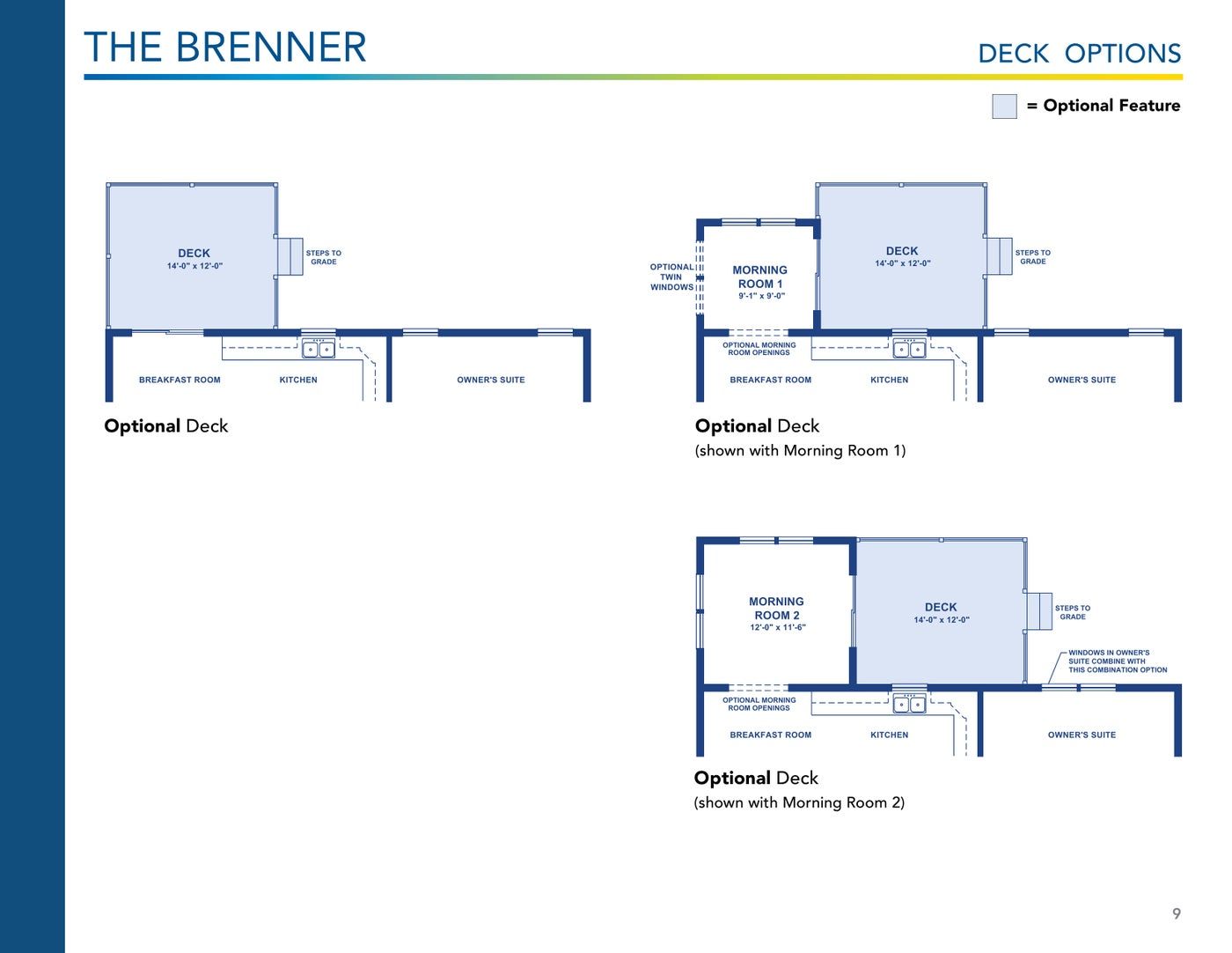 The Brenner floor plan and options, brochure page 9