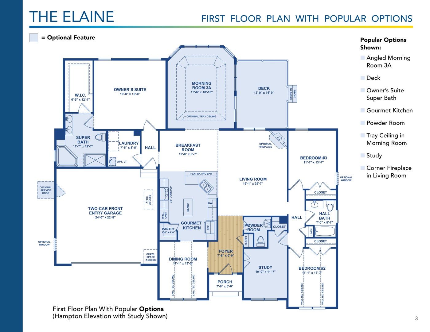 The Elaine floor plan and options, brochure page 3