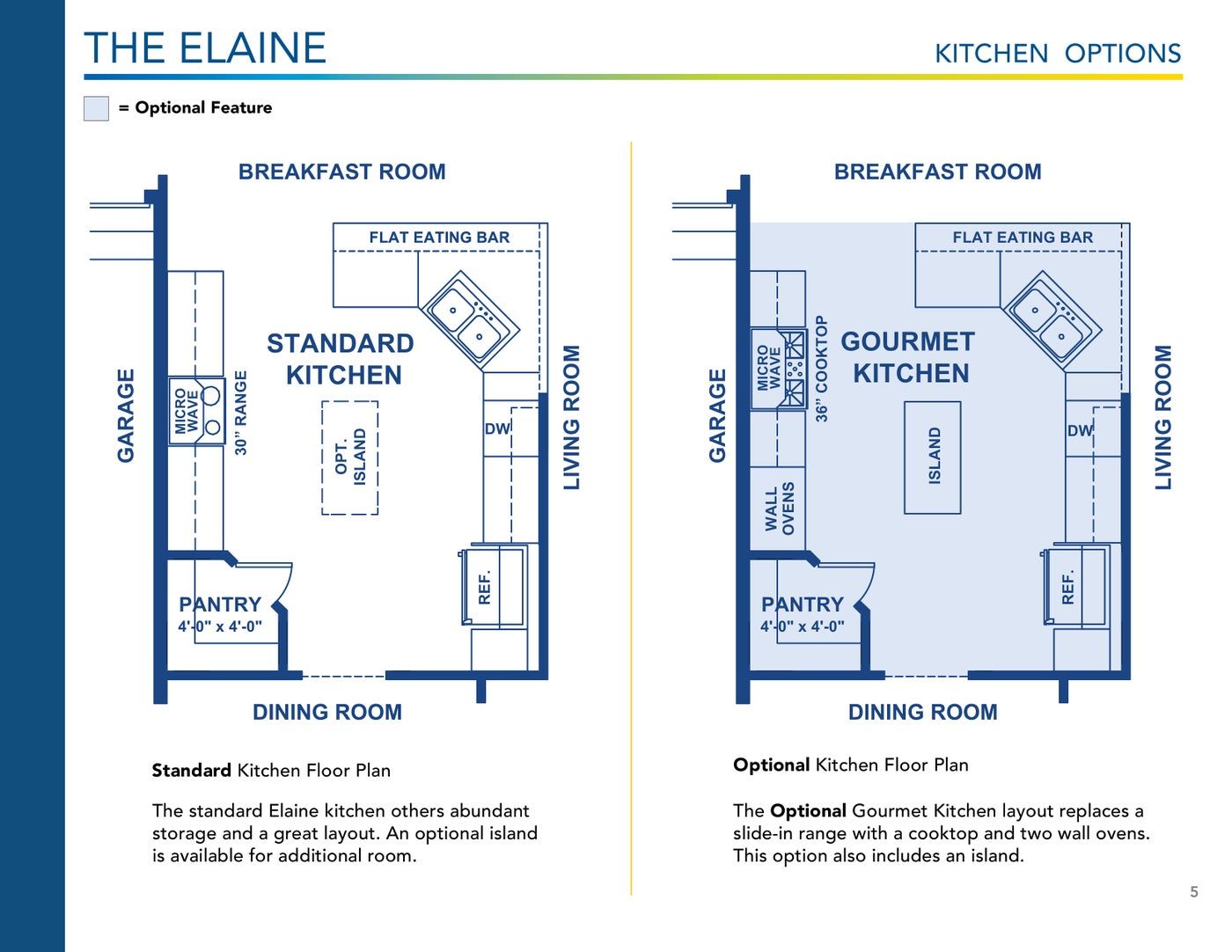 The Elaine floor plan and options, brochure page 5