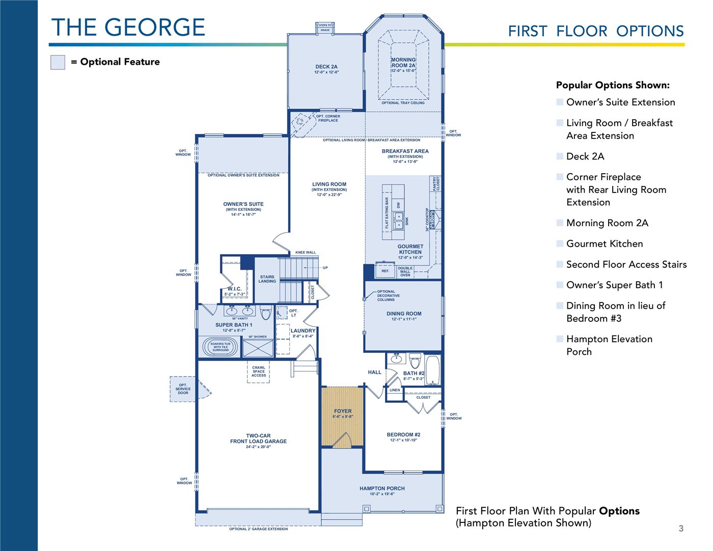 The George floor plan and options, brochure page 3
