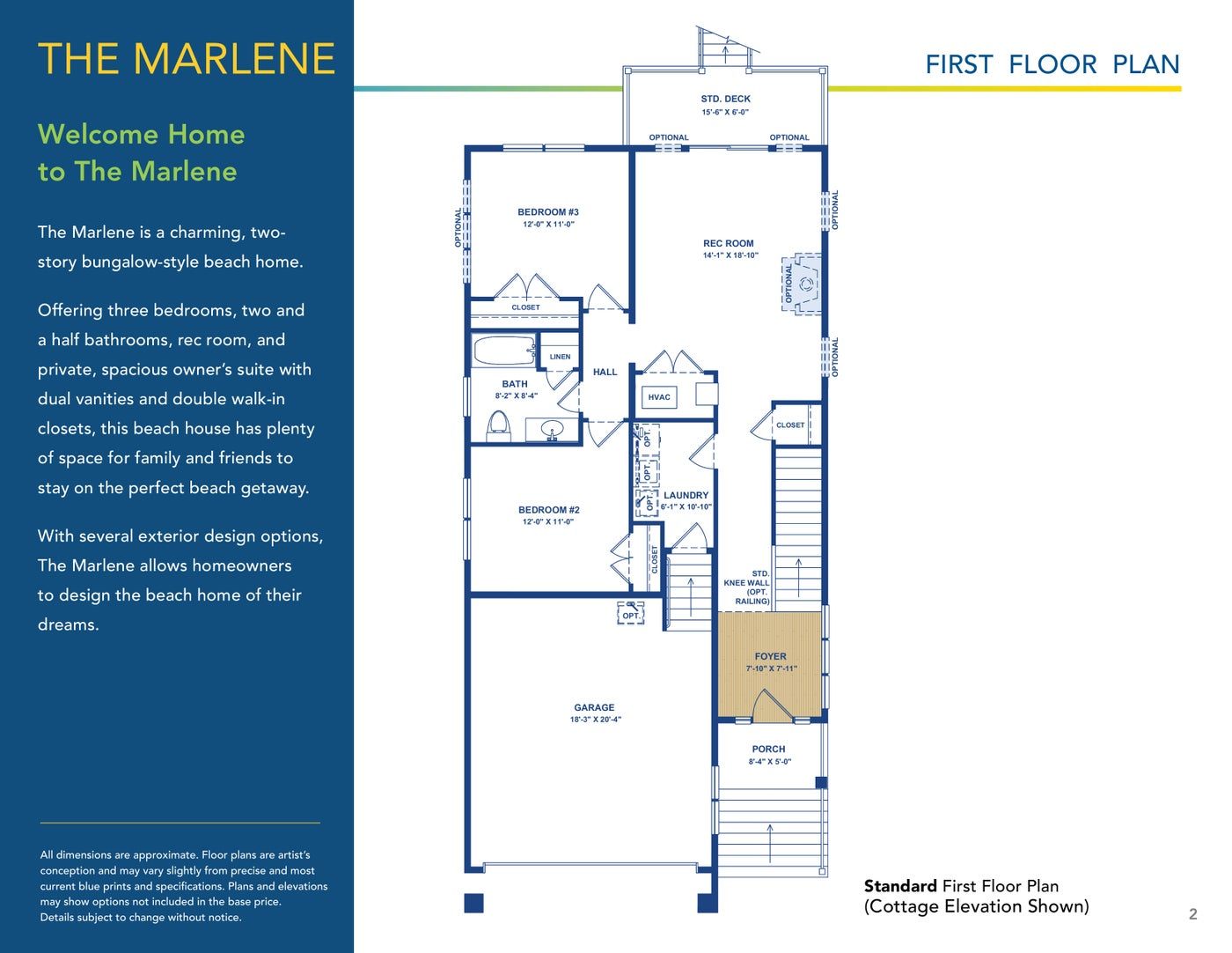 The Marlene floor plan and options, brochure page 2