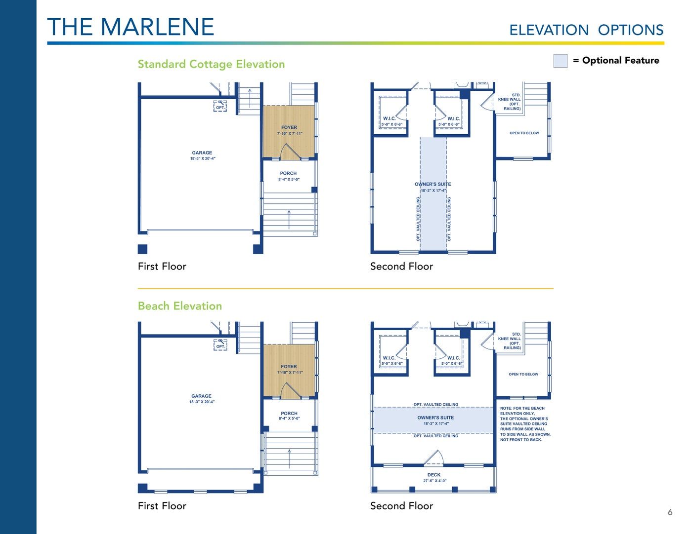 The Marlene floor plan and options, brochure page 6