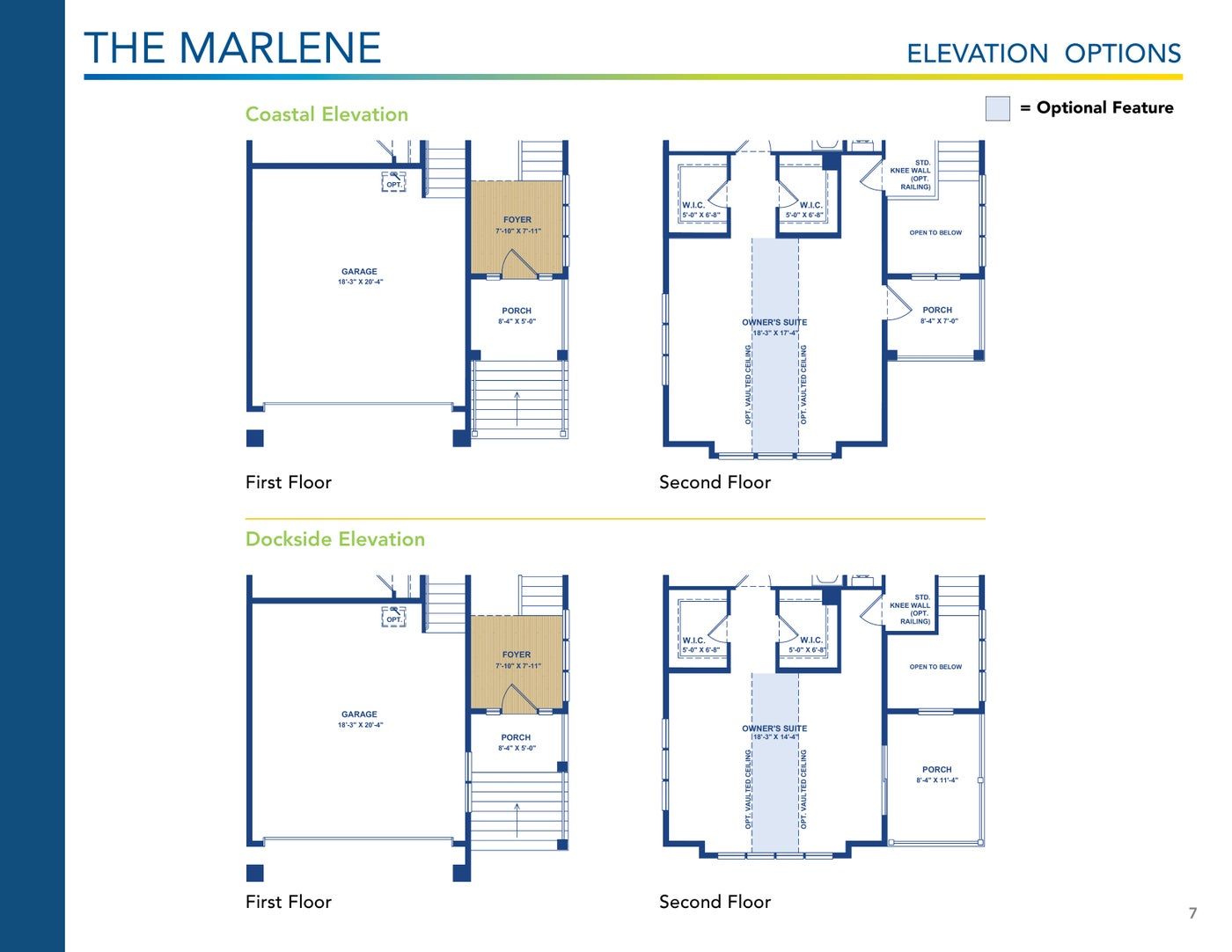 The Marlene floor plan and options, brochure page 7