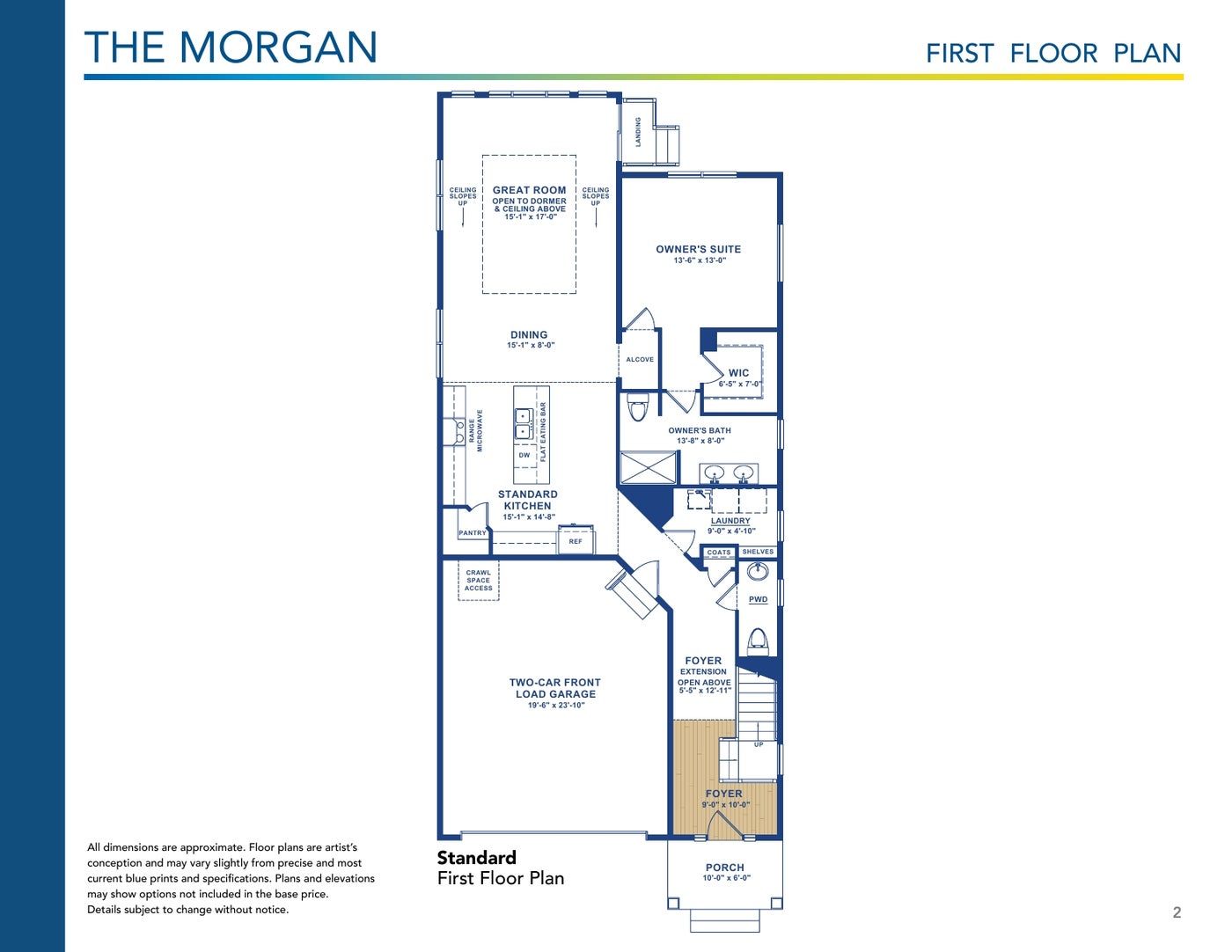The Morgan floor plan and options, brochure page 2