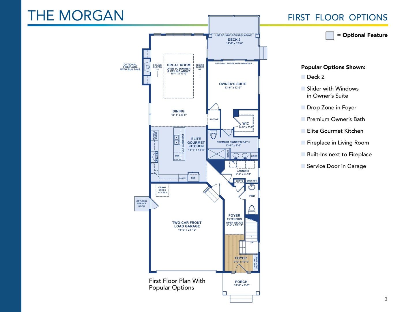 The Morgan floor plan and options, brochure page 3