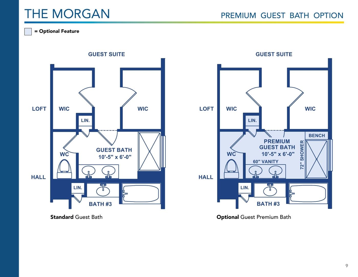 The Morgan floor plan and options, brochure page 9