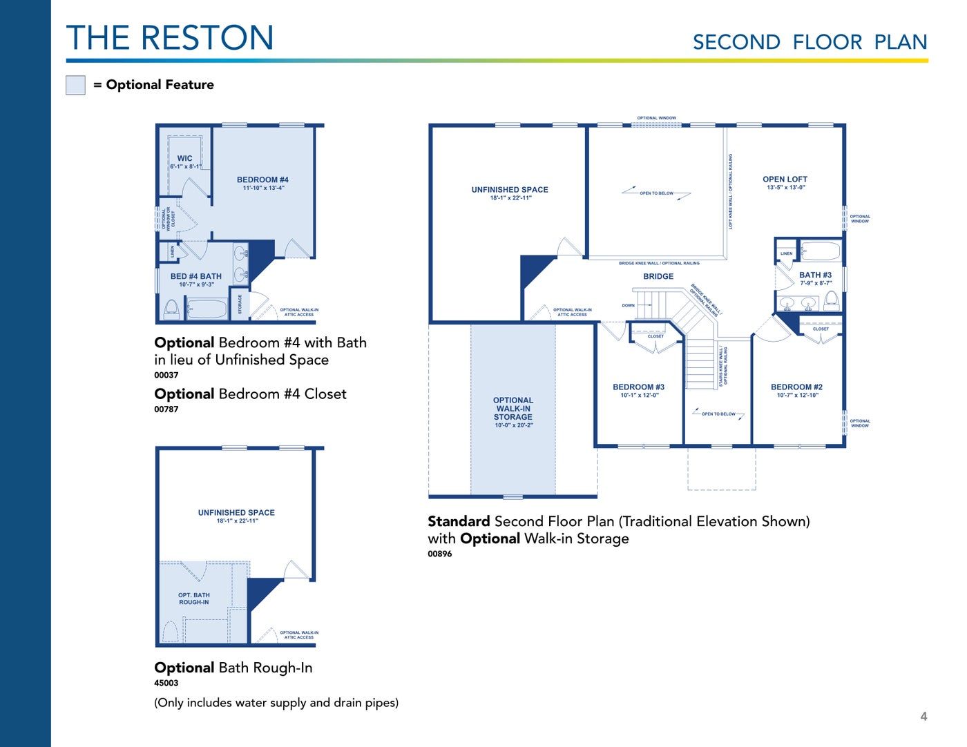 The Reston floor plan and options, brochure page 4