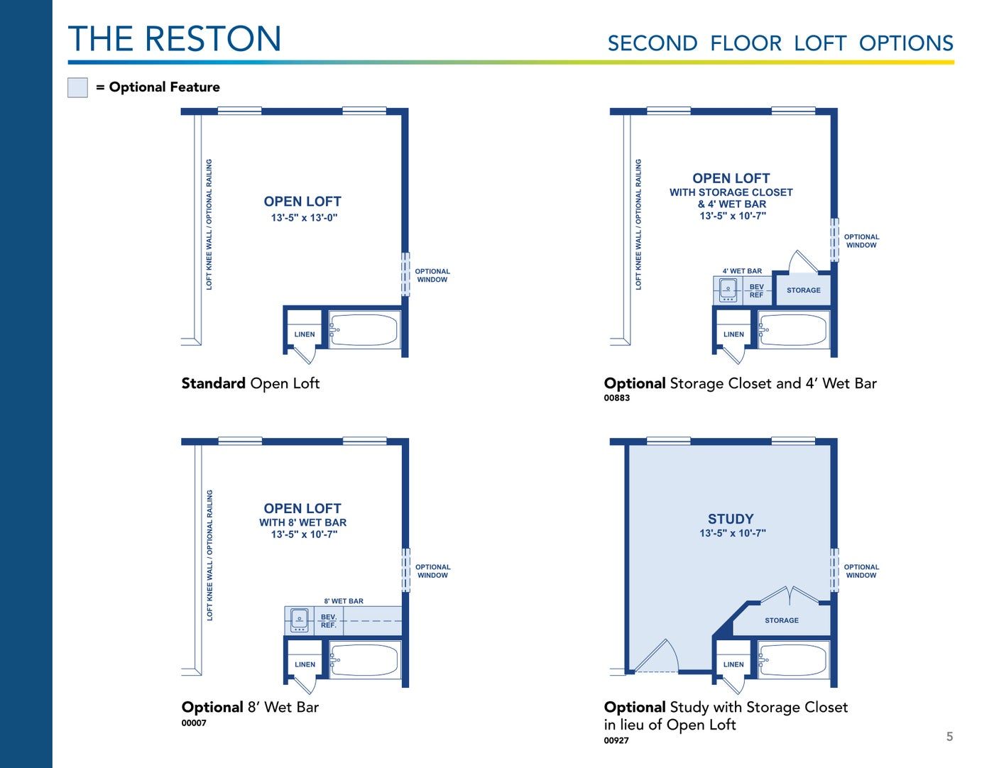 The Reston floor plan and options, brochure page 5