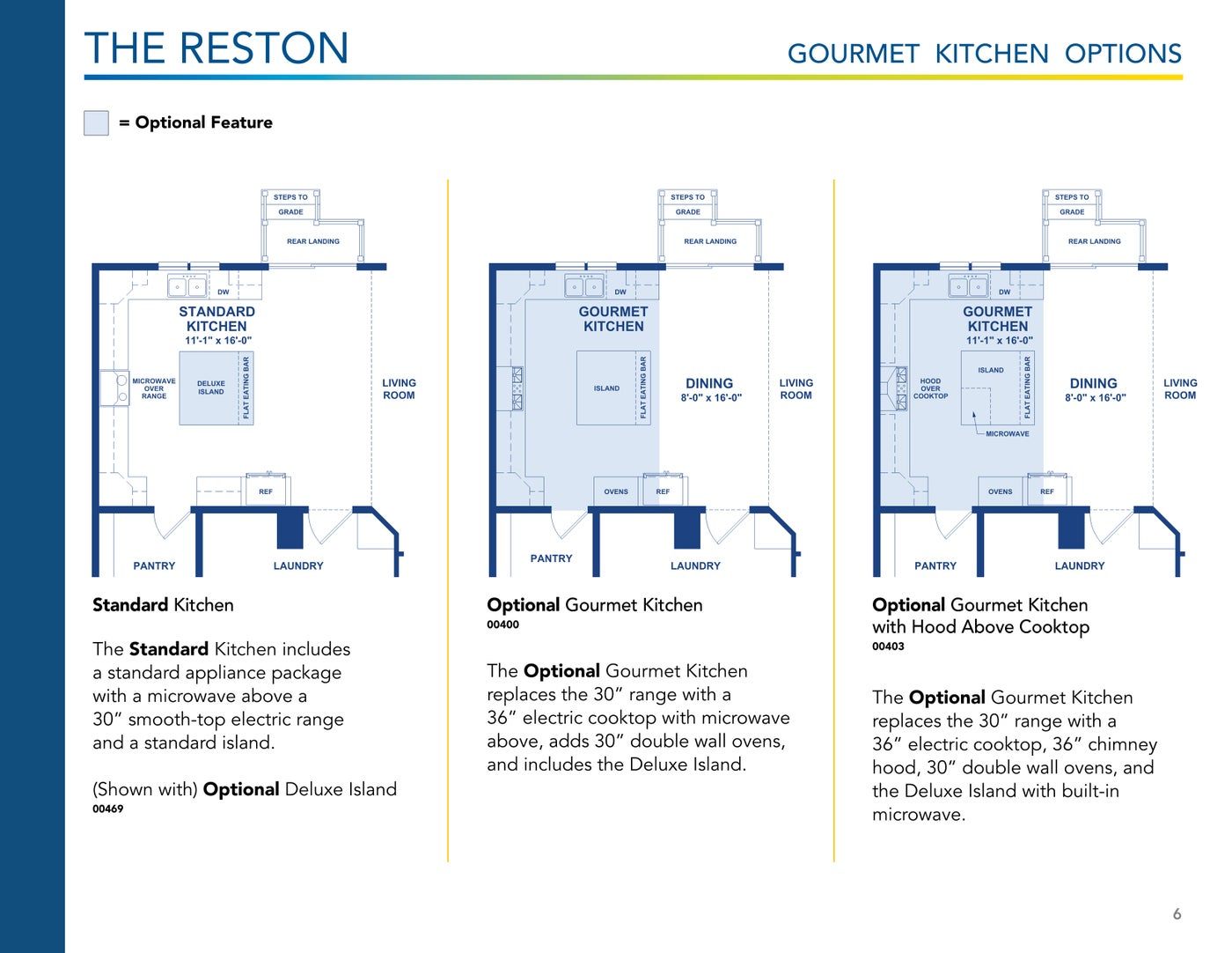 The Reston floor plan and options, brochure page 6