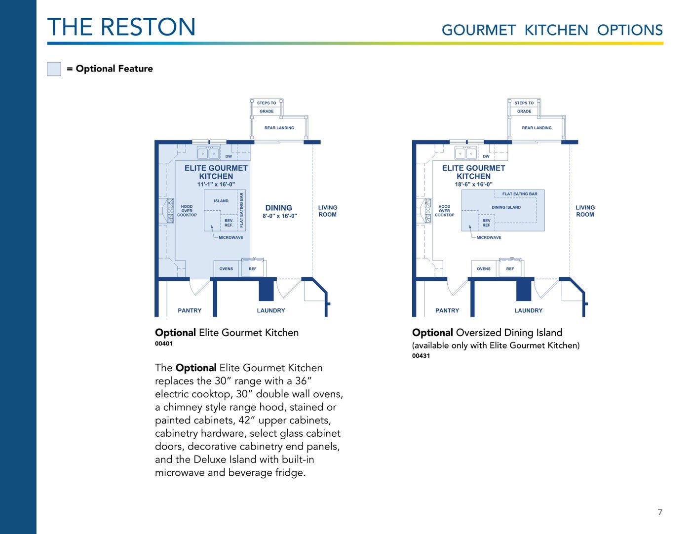 The Reston floor plan and options, brochure page 7