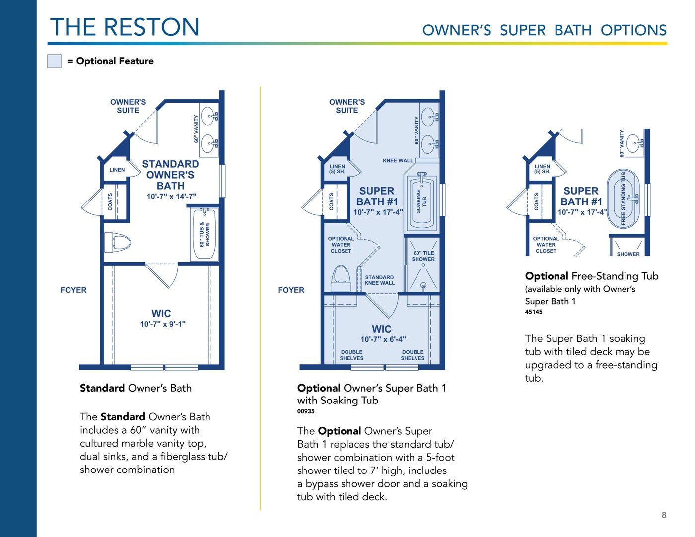 The Reston floor plan and options, brochure page 8