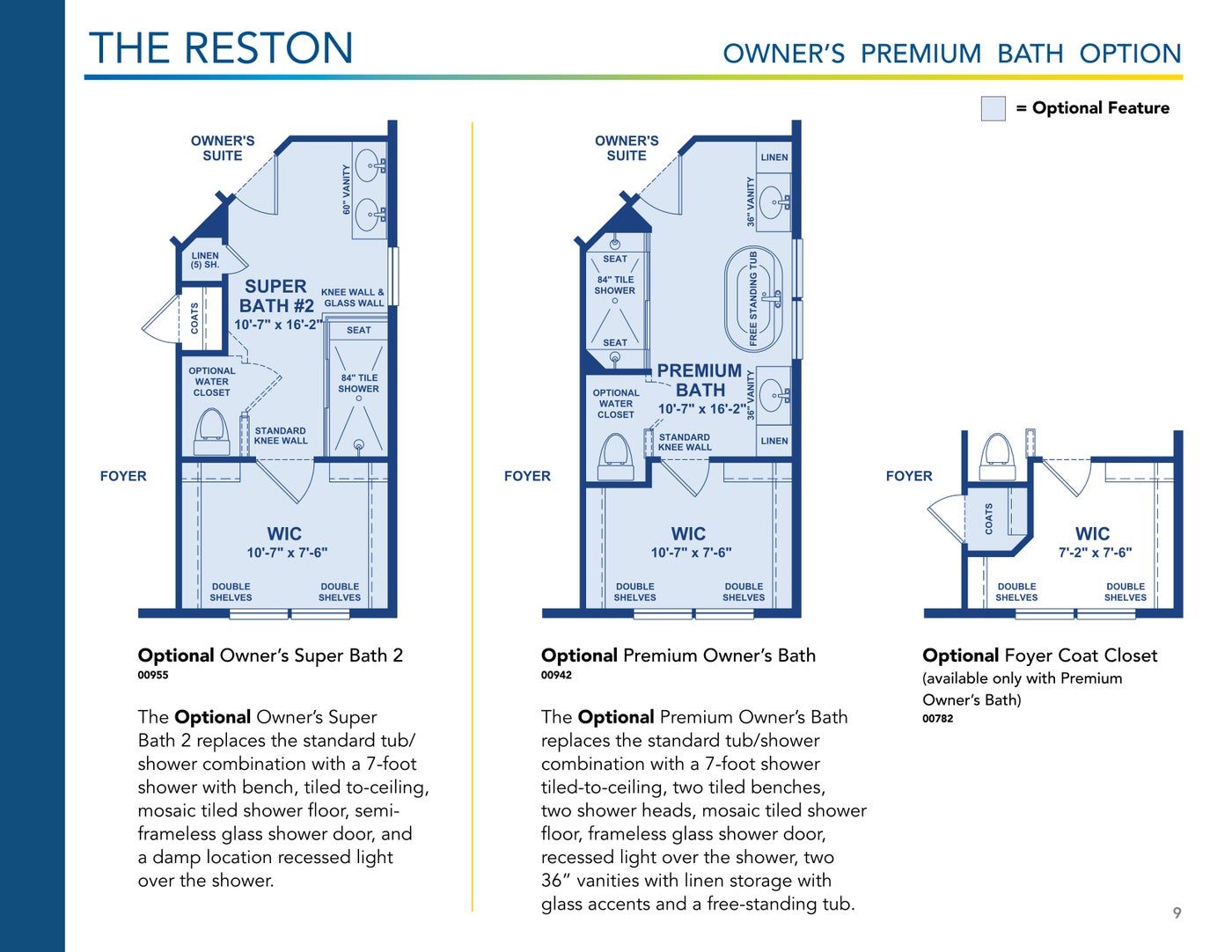 The Reston floor plan and options, brochure page 9