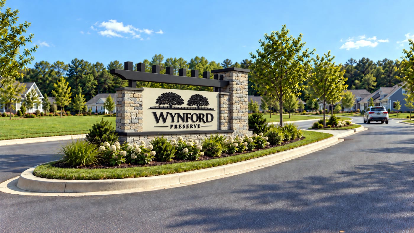 Conceptual rendering of the planned entrance to Wynford Preserve in Georgetown, Delaware